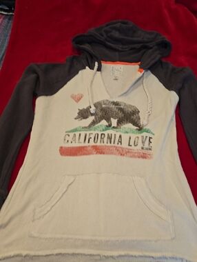 Billabong Two-Tone California Love Hooded Sweater - Cream and Charcoal